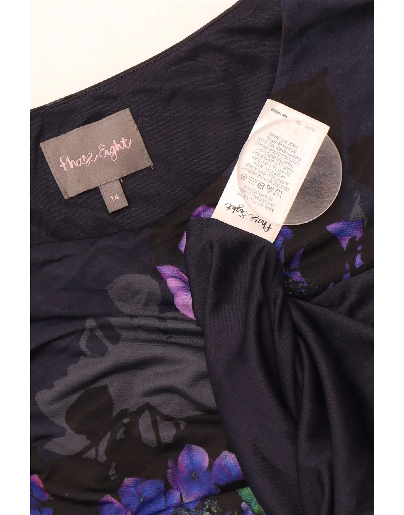 PHASE EIGHT Womens Sleeveless Sheath Dress UK 14 Medium Navy Blue Floral - Imagen 3