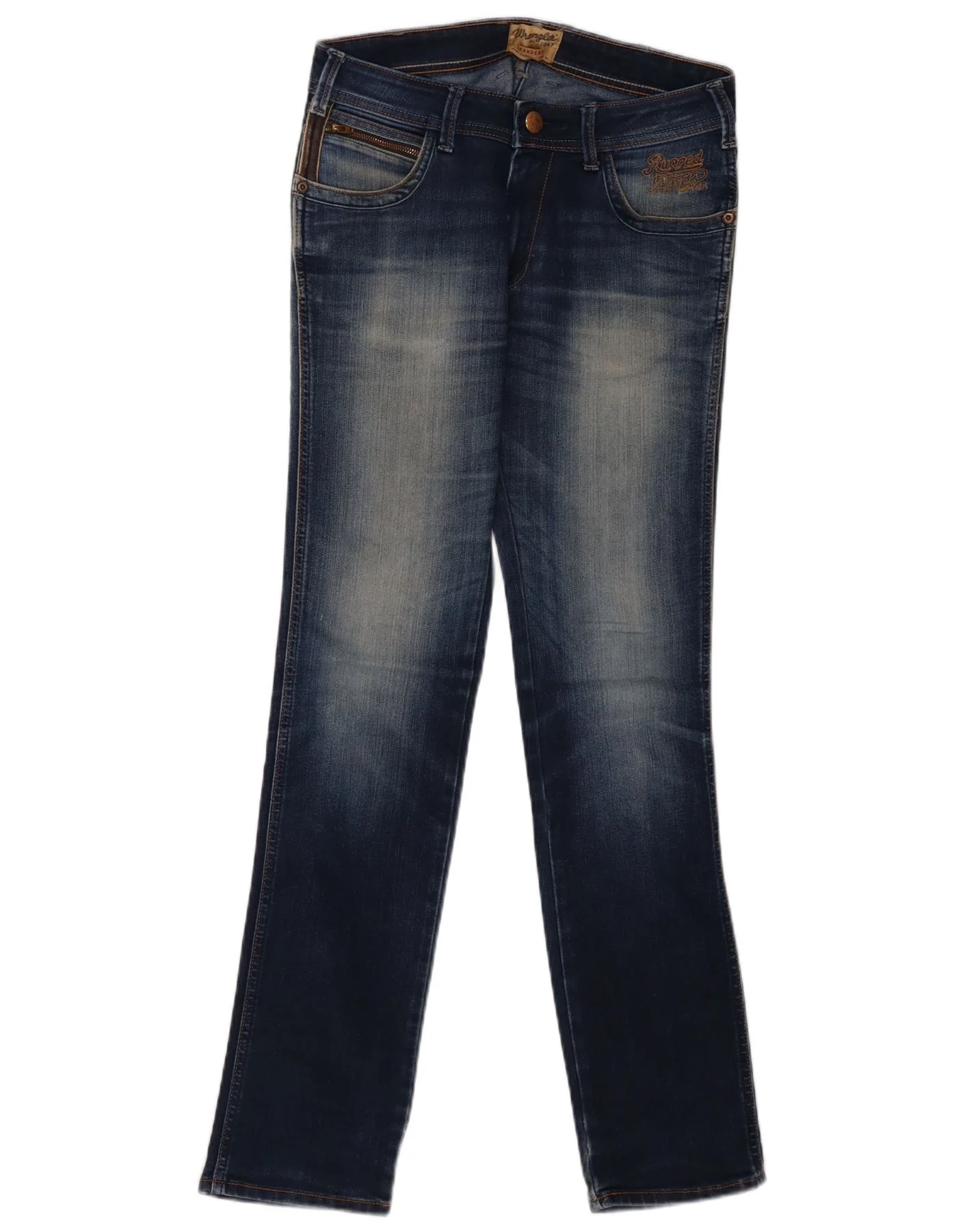 WRANGLER Mens Low Waist Narrow Fit Slim Jeans W32 L32 Navy Blue Cotton