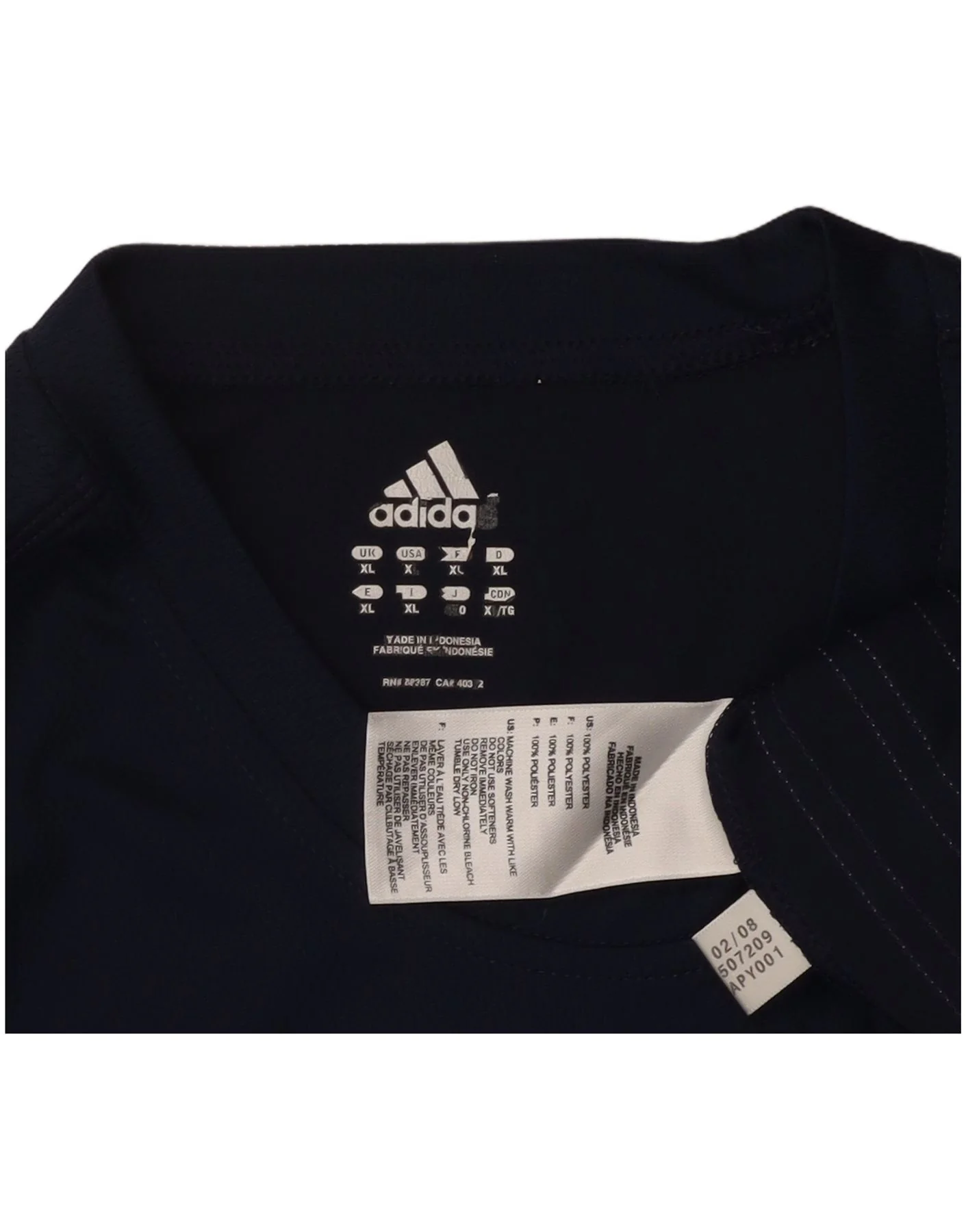 ADIDAS Mens Vest Top XL Navy Blue Polyester K12599 - Imagen 3
