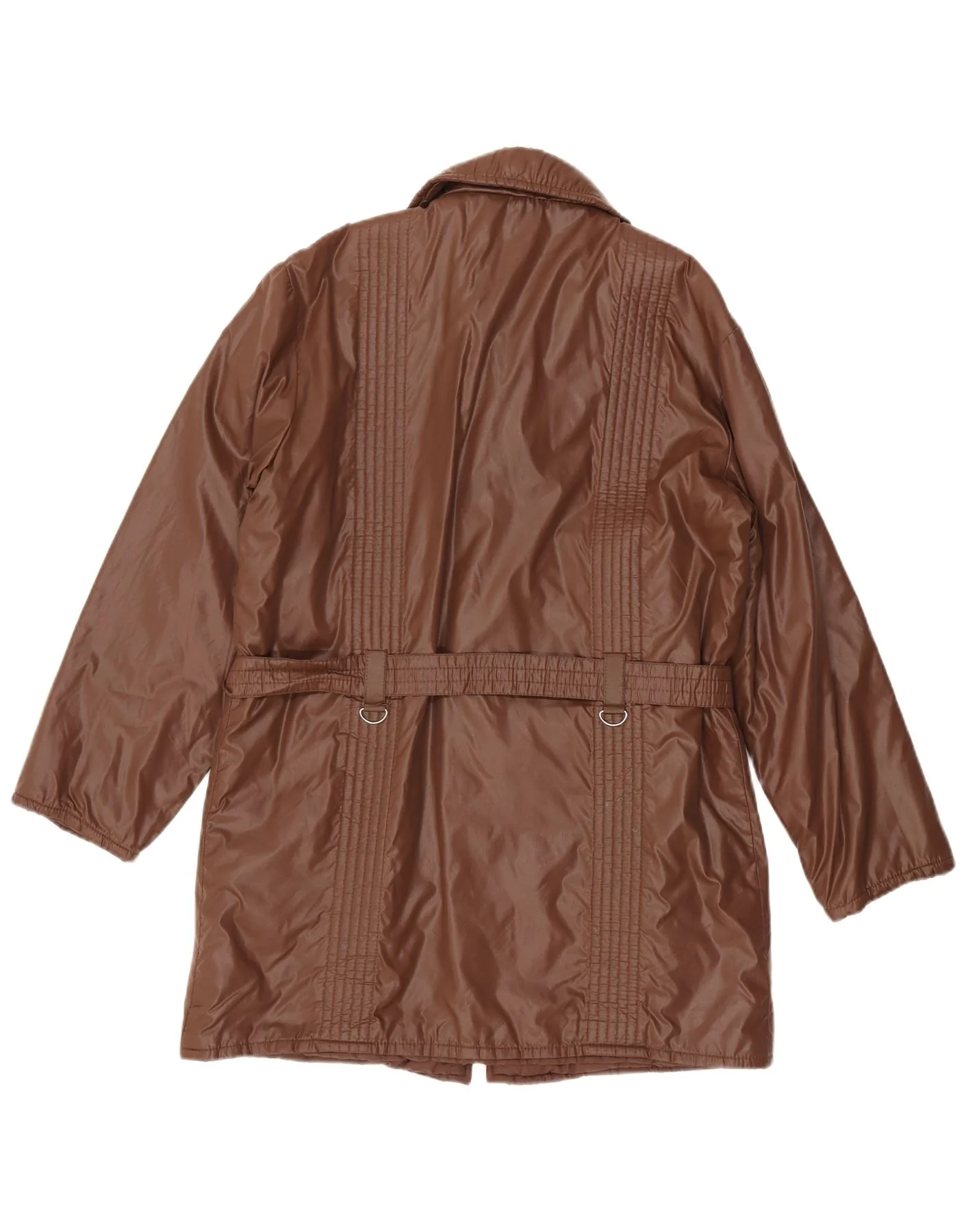 VINTAGE Womens Overcoat UK 20 2XL Brown Polyamide - Imagen 2