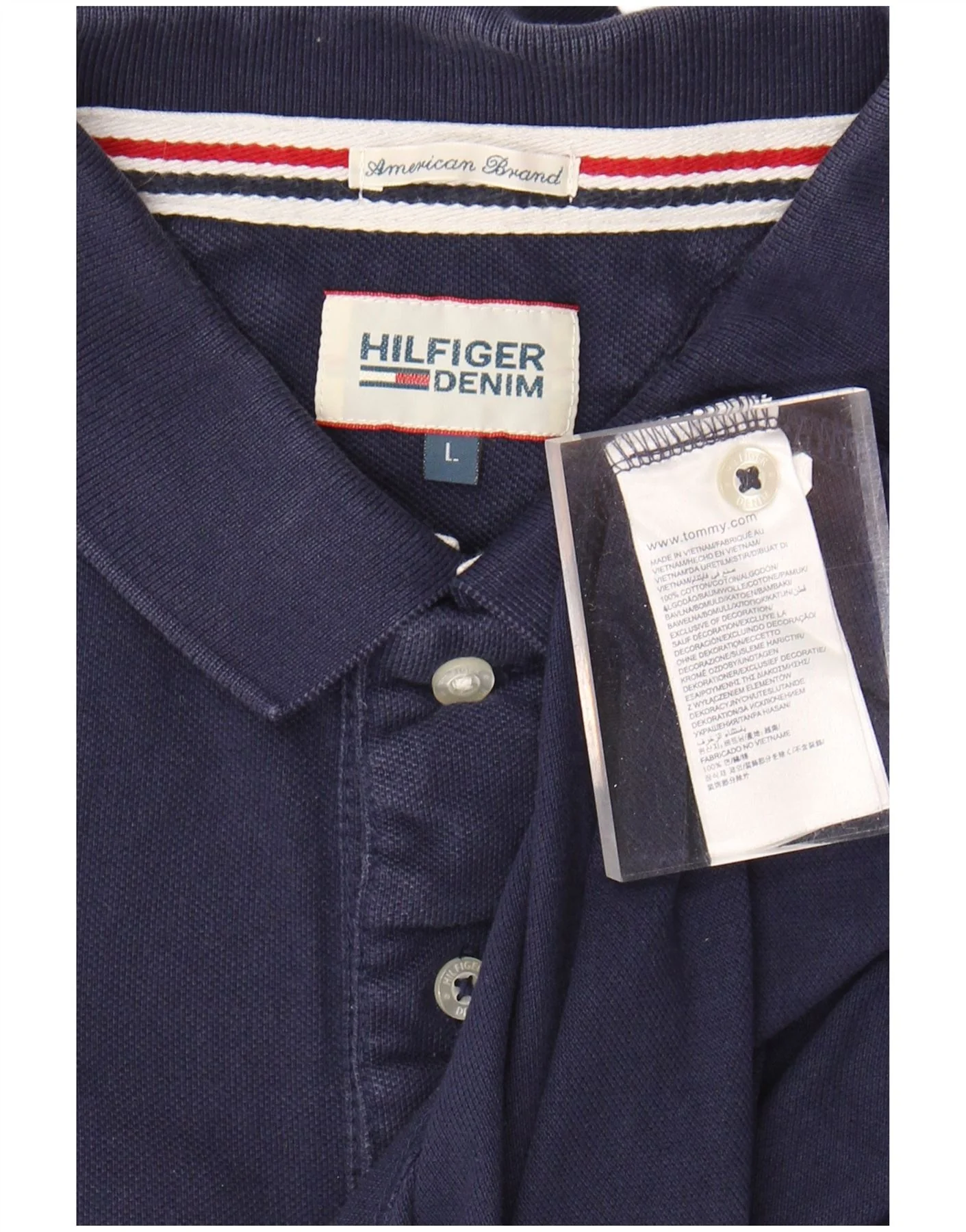 TOMMY HILFIGER Polo de hombre grande azul marino algodón - Imagen 3