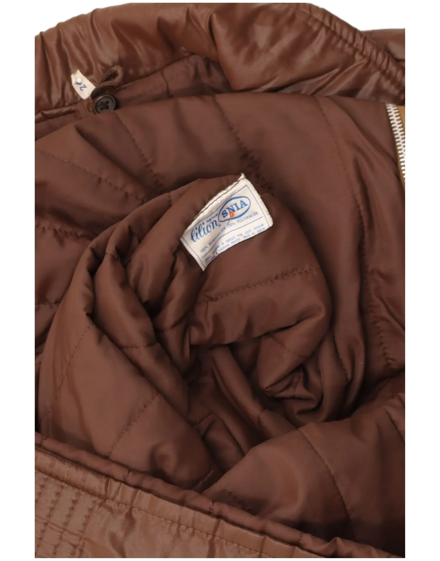 VINTAGE Womens Overcoat UK 20 2XL Brown Polyamide - Imagen 3