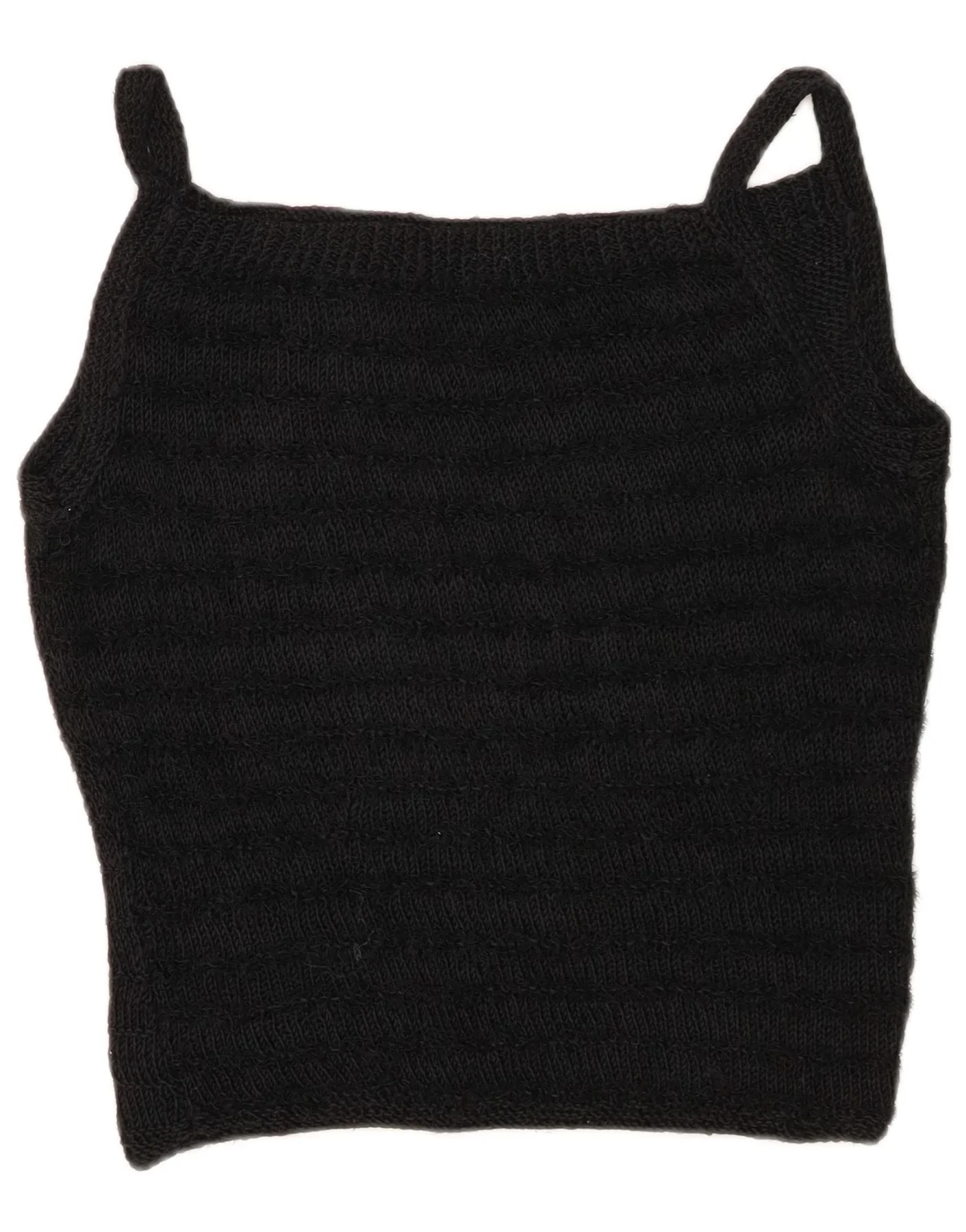 VINTAGE Womens Knit Sleeveless Blouse Top UK 16 Large Black